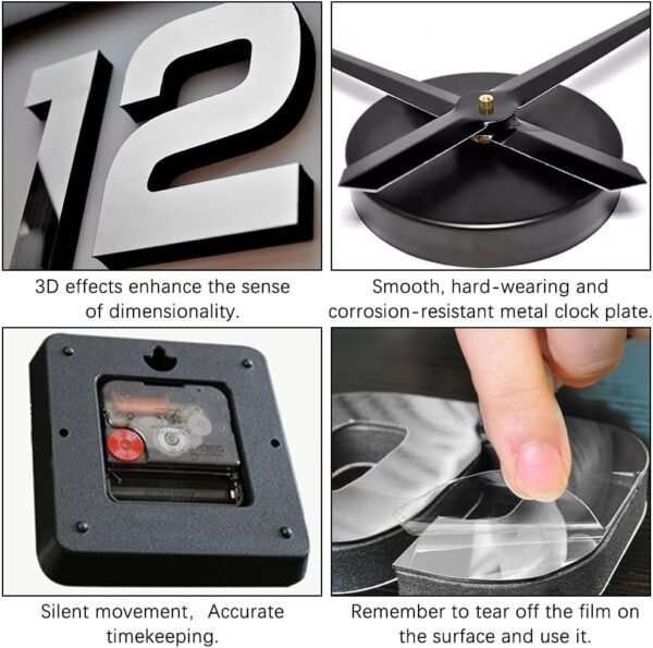 61eDLvQQAAS._AC_SL1000.jpg DIY Wall Clock Modern Large 3D Wall Clock Mirror Stickers Home Office Decor,Silver