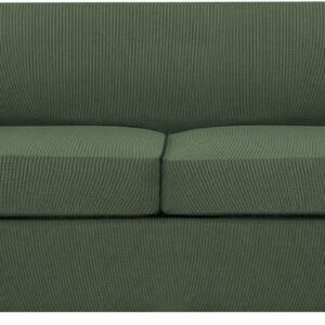 61euOKPbLCL._AC_SL1500.jpg H.VERSAILTEX 3 Piece Stretch Sofa Covers for 2 Cushion Sofa Couch Covers for Living Room Furniture Cover (Base Cover Plus 2 Seat Cushion Covers) Thicker Jacquard Fabric(Large Sofa, Grey)
