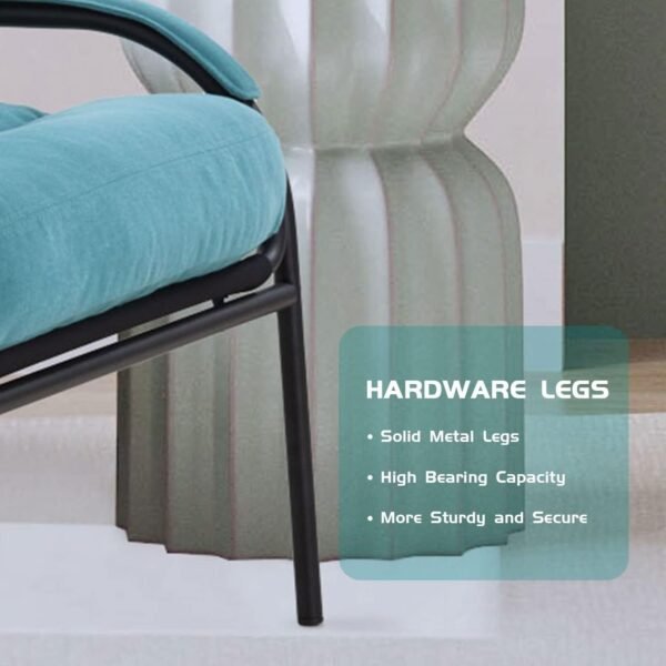 JUSTONE Modern Cotton Fabric Lazy Chair, Accent Contemporary Lounge Chair, Single Steel Frame Leisure Chair with Armrests,Thick Padded Back,(Blue)