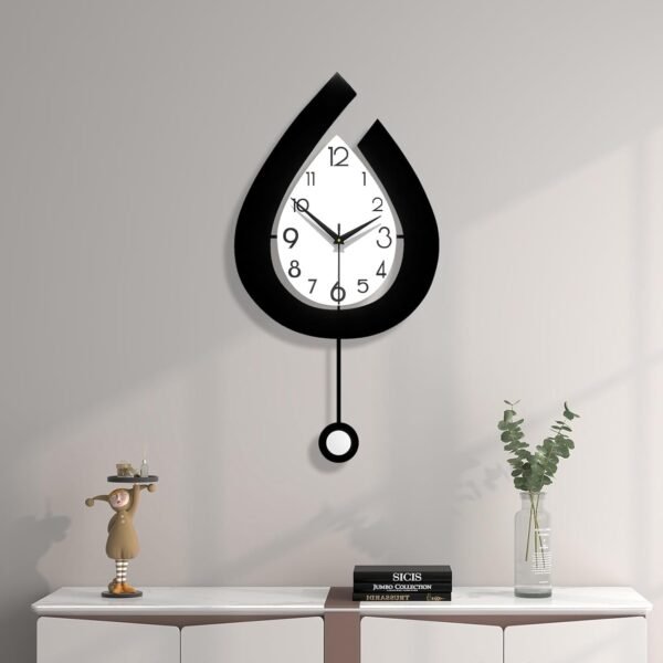 61fHntJfg4L._AC_SL1500.jpg Decorative Wall Clock for Living Room Decor Large Modern Wall Clocks with Pendulum Battery Operated for Bedroom Office Kitchen Home Black Wood Silent Wall Clock Non Ticking 11.8 * 19.7"