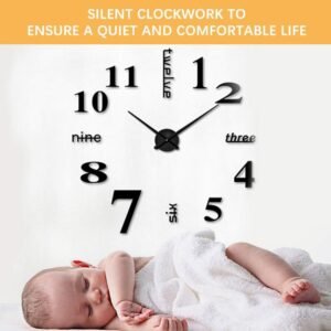 61fbhPk-3TL._AC_SL1000.jpg DIY Wall Clock Modern Large 3D Wall Clock Mirror Stickers Home Office Decor,Silver