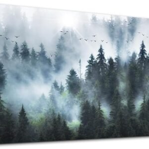 DZRWUBHS Canvas Wall Art For Living Room Modern Family Wall Decorations For Bedroom Office Wall Decor Foggy Forest Trees Landscape Wall Painting Prints Art Pictures Artwork Room Home Decor 3 Piece