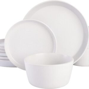 Gibson Soho Lounge Sofia Coupe Stoneware Dinnerware Set, Service for 4 (12pcs), Black