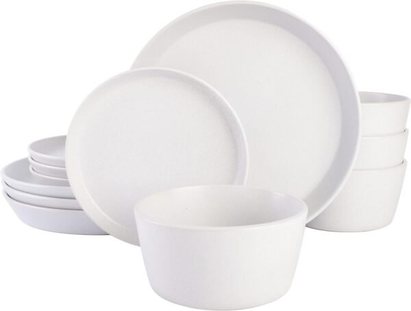 Gibson Soho Lounge Sofia Coupe Stoneware Dinnerware Set, Service for 4 (12pcs), Black