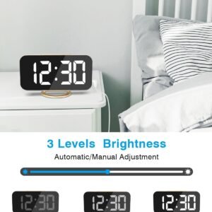 61gHmo_gtoL._AC_SL1500.jpg Digital Alarm Clock,7 in LED Mirrored Clocks Large Display,with 2 USB Charger Ports,Auto Dim,Night Mode,Modern Desktop Electronic Clocks for Bedroom Home Office Decor - Gold