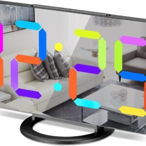 61gQHCciI5L._AC_SL1500.jpg Digital Alarm Clock,7 in LED Mirrored Clocks Large Display,with 2 USB Charger Ports,Auto Dim,Night Mode,Modern Desktop Electronic Clocks for Bedroom Home Office Decor - Gold