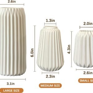 61gTrKNM7iL._AC_SL1500.jpg White Ceramic Vase -Set of 3 Boho for Modern Home Decor,Nordic Minimalism Decor Office Entryway Living Room Centerpiece Table Decorations Vases