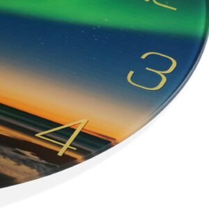 12 Inch Modern Wall Clock, Aesthetic Black and Gold Bathroom Decor Accessories, Silent Battery Operated Decorative Aurora Clocks for Living Room/Kitchen/Office/Bedroom (Glass)