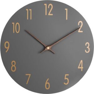 Wall Clocks Battery Operated, 12 Inch Silent Non Ticking Wood Modern Wall Clock, Quartz White and Gold Wall Clock Decorative for Living Room Decor Kitchen Bedroom Office Home