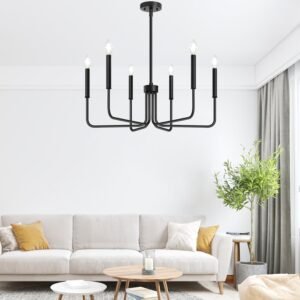 61hq9vprabL._AC_SL1500.jpg Black Chandelier, 6-Light Farmhouse Chandelier for Dining Room Lighting Fixtures Hanging, Dining Light Fixtures Industrial Modern Chandelier for Bedroom, Foyer, Hall, Kitchen, Living Room and Entryway