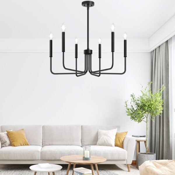 61hq9vprabL._AC_SL1500.jpg Black Chandelier, 6-Light Farmhouse Chandelier for Dining Room Lighting Fixtures Hanging, Dining Light Fixtures Industrial Modern Chandelier for Bedroom, Foyer, Hall, Kitchen, Living Room and Entryway