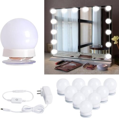 Brightown Vanity Lights for Mirror, 10 Bulbs Dimmable Mirror Lights Stick On, 11.8Ft Adjustable Length Makeup Light, Vanity Lighting Fixtures for Hollywood Mirror(No Mirror Included)