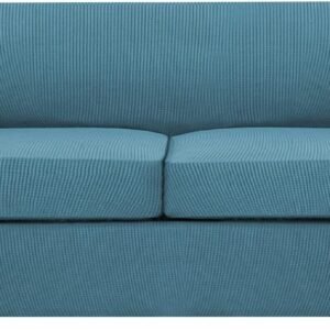 61im3dJdj1L._AC_SL1500.jpg H.VERSAILTEX 3 Piece Stretch Sofa Covers for 2 Cushion Sofa Couch Covers for Living Room Furniture Cover (Base Cover Plus 2 Seat Cushion Covers) Thicker Jacquard Fabric(Large Sofa, Grey)