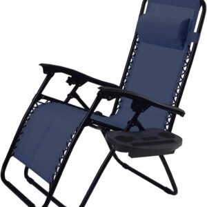 Folding Patio Lawn Beach Recliner Outdoor Zero Gravity Lounge Chair, 1 PC, Navy