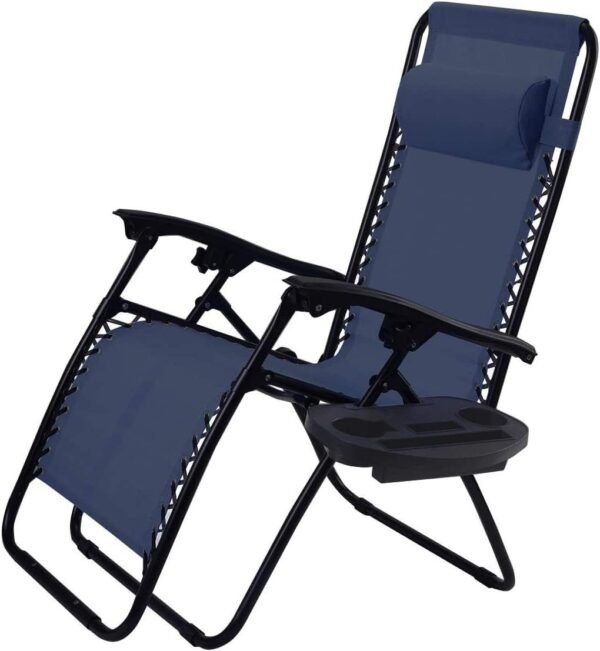 Folding Patio Lawn Beach Recliner Outdoor Zero Gravity Lounge Chair, 1 PC, Navy