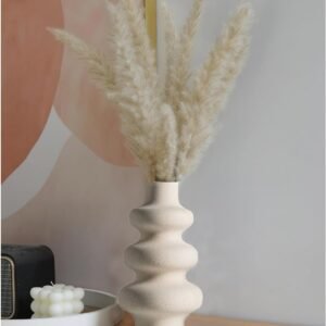 Ceramic Vases Set 2, Modern Home Decor,Off White Round Vases,Modern Dried Flower Vases, Boho Home Decor for Centerpieces Wedding Dinner Table Party Living Room Office Bedroom