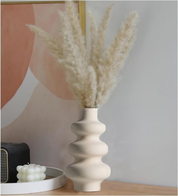 Ceramic Vases Set 2, Modern Home Decor,Off White Round Vases,Modern Dried Flower Vases, Boho Home Decor for Centerpieces Wedding Dinner Table Party Living Room Office Bedroom