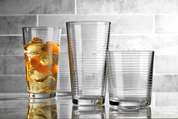 Glaver's Drinking Glasses 16 Piece Set, 8-17 Oz. Highball Glasses, 8-13 Oz. Whiskey Rocks, Ideal for Water, Juice, Cocktails, and Iced Tea. Dishwasher safe