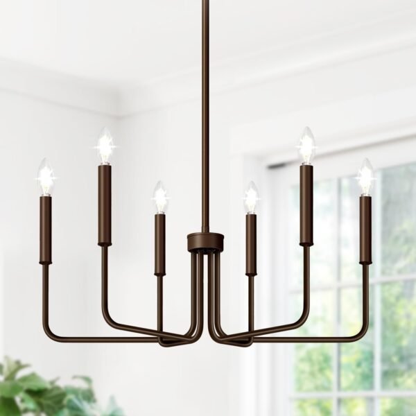 61l6YI30ngL._AC_SL1500.jpg Black Chandelier, 6-Light Farmhouse Chandelier for Dining Room Lighting Fixtures Hanging, Dining Light Fixtures Industrial Modern Chandelier for Bedroom, Foyer, Hall, Kitchen, Living Room and Entryway
