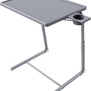 Adjustable TV Tray Table - TV Dinner Tray on Bed & Sofa, Comfortable Folding Table with 6 Height & 3 Tilt Angle Adjustments (Gray)