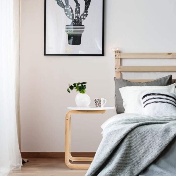 Tangkula Sofa Side Table, Side/Snack/End/Couch/Console Table with Round Tabletop, Laptop Desk with Storage Bag for Bed Sofa Eating Writing Reading, Perfect for Living Room, Dining Room, Bedroom