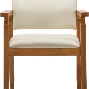 61mD0jflMQL._AC_SL1500.jpg thksbought Mid Century Modern Walnut Dining Chairs Wood Arm Beige Fabric Kitchen Cafe Living Room Decor Furniture