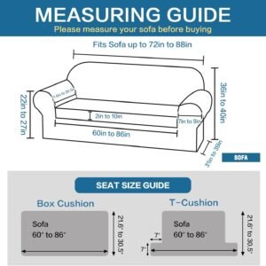 H.VERSAILTEX High Stretch Jacquard 2 Pieces Sofa Cover Couch Cover Furniture Sofa Slip Covers for Living Room, Polyester Spandex Jacquard Fabric Suit for T Cushion/Box Cushion (Sofa 72"-88", Navy)