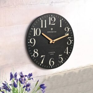HOME Farmhouse Black Wall Clock - 12 Inch Quartz Battery Operated Vintage Wooden Decorative Silent Analog Clock for Kitchen, Living Room, Bedroom, Office