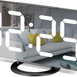 61nLtVtVrUL._AC_SL1500.jpg Digital Alarm Clock,7 in LED Mirrored Clocks Large Display,with 2 USB Charger Ports,Auto Dim,Night Mode,Modern Desktop Electronic Clocks for Bedroom Home Office Decor - Gold