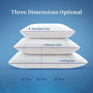 Memory Foam Pillows Queen Size Set of 2 Adjustable Cool Pillow for Side Back Stomach Sleepers Luxury Gel Pillow with Washable Cover