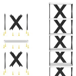 6 Tier Narrow Shoe Rack, Small Stackable Shoe Stand, Space Saving Furniture Shoe Storage Organizer for Entryway, Closet, Vertical Shoe Tower Rack