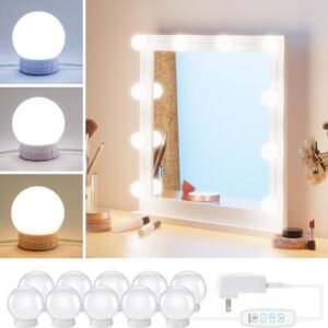 61oY1K_0i4L._AC_SL1500.jpg Brightown Vanity Lights for Mirror, 10 Bulbs Dimmable Mirror Lights Stick On, 11.8Ft Adjustable Length Makeup Light, Vanity Lighting Fixtures for Hollywood Mirror(No Mirror Included)