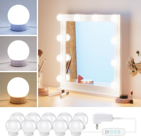 61oY1K_0i4L._AC_SL1500.jpg Brightown Vanity Lights for Mirror, 10 Bulbs Dimmable Mirror Lights Stick On, 11.8Ft Adjustable Length Makeup Light, Vanity Lighting Fixtures for Hollywood Mirror(No Mirror Included)