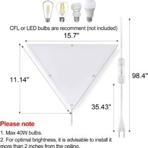 61p-0lYnML._AC_SL1500.jpg Corner Light, Plug in Ceiling Lights, Modern Corner Lights for Living Room, Triangle Corner Light with Acrylic Shade, Corner Lamp for Office, Bedroom