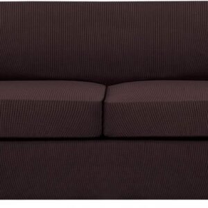 61pM9R7aK1L._AC_SL1500.jpg H.VERSAILTEX 3 Piece Stretch Sofa Covers for 2 Cushion Sofa Couch Covers for Living Room Furniture Cover (Base Cover Plus 2 Seat Cushion Covers) Thicker Jacquard Fabric(Large Sofa, Grey)