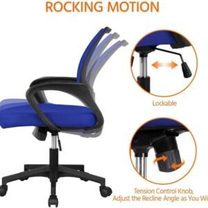 61psOzR-jXL._AC_SL1000.jpg Yaheetech Office Computer Desk Chair Swivel Rolling, Cute Task Chair Ergonomic Conference Room, Mesh Work Study Chair Basic Comfy Desktop Chair with Wheels Arms, Blue