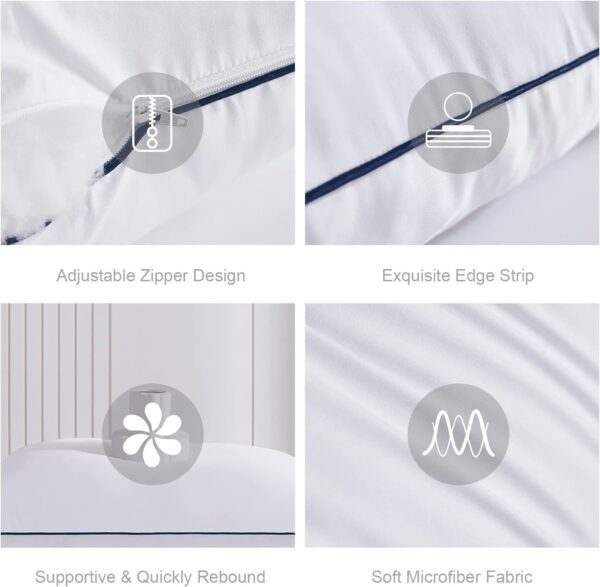 Pillows Standard Size Set of 2,Adjustable Microfiber Standard Pillows with Hollow Fiber,Hotel Quailty Bed Pillows for Sleeping 2 Pack for Side Sleeper