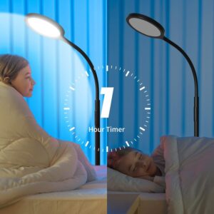 Floor Lamp,Super Bright Dimmable LED Lamps for Living Room, Custom Color Temperature Standing Lamp with Remote Push Button, Adjustable Gooseneck Reading Floor Lamp for Bedroom Office Black