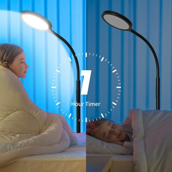 Floor Lamp,Super Bright Dimmable LED Lamps for Living Room, Custom Color Temperature Standing Lamp with Remote Push Button, Adjustable Gooseneck Reading Floor Lamp for Bedroom Office Black
