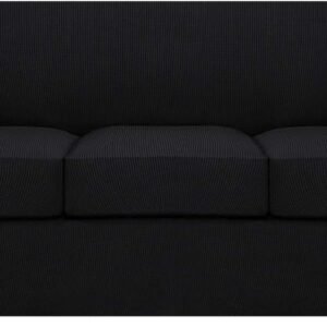 61tjF2ZD_uL._AC_SL1500.jpg H.VERSAILTEX 3 Piece Stretch Sofa Covers for 2 Cushion Sofa Couch Covers for Living Room Furniture Cover (Base Cover Plus 2 Seat Cushion Covers) Thicker Jacquard Fabric(Large Sofa, Grey)