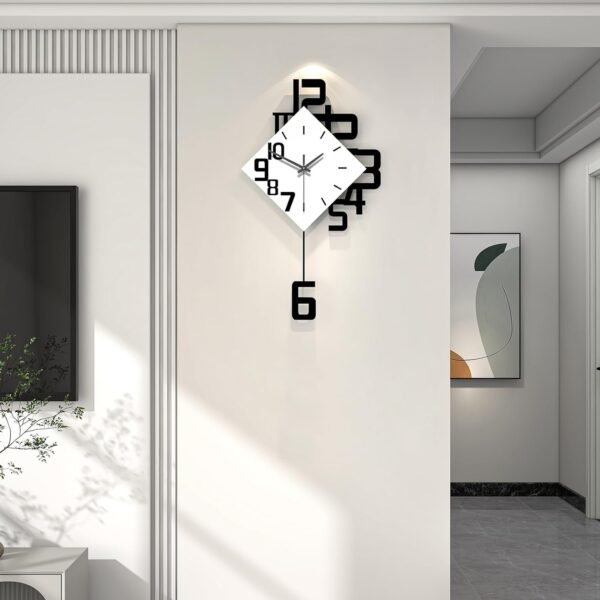 61tsX5QgQKL._AC_SL1500.jpg Decorative Wall Clock for Living Room Decor Large Modern Wall Clocks with Pendulum Battery Operated for Bedroom Office Kitchen Home Black Wood Silent Wall Clock Non Ticking 11.8 * 19.7"