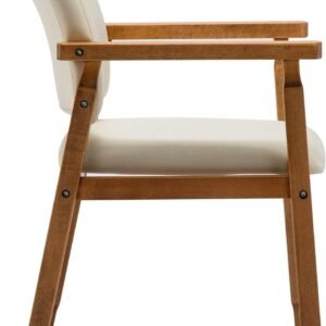 61uMuYfGNWL._AC_SL1500.jpg thksbought Mid Century Modern Walnut Dining Chairs Wood Arm Beige Fabric Kitchen Cafe Living Room Decor Furniture