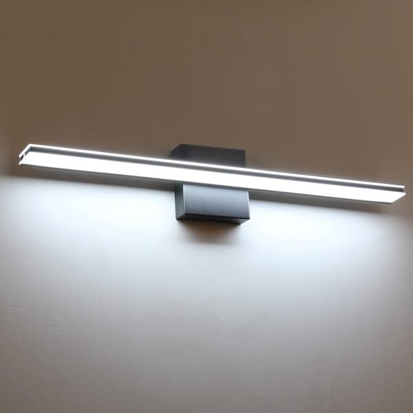 wowatt 9W Bathroom Vanity Light Fixture Matte Black Wall Light Fixture Over Mirror Cold White 5000K Bathroom Light Fixture 16" 40cm Washroom Light for Bedroom Living Room Art Display Dressing Table