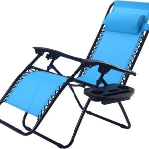 Folding Patio Lawn Beach Recliner Outdoor Zero Gravity Lounge Chair, 1 PC, Navy