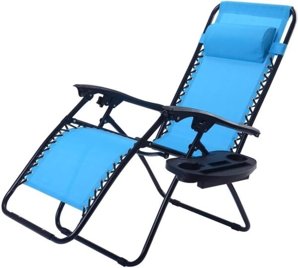 Folding Patio Lawn Beach Recliner Outdoor Zero Gravity Lounge Chair, 1 PC, Navy