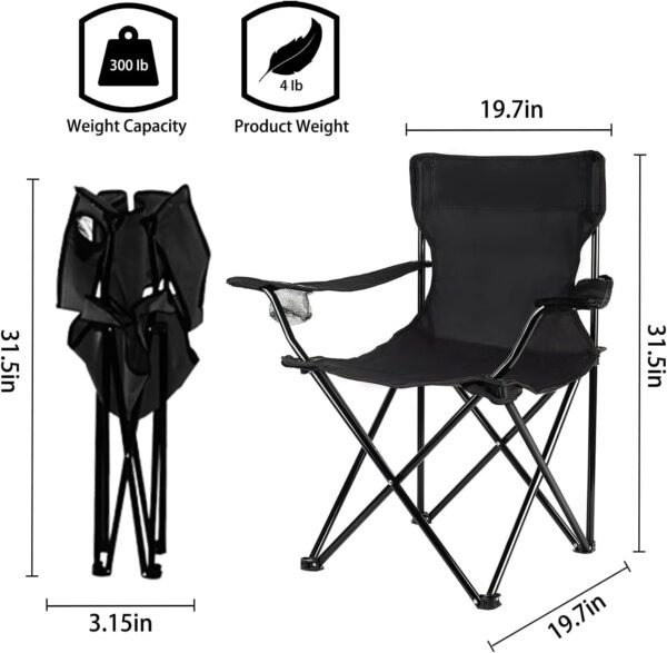 Portable Camping Chairs Enjoy The Outdoors with a Versatile Folding Chair, Sports Chair, Outdoor Chair & Lawn Chair, Black