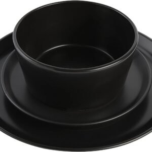 Gibson Soho Lounge Sofia Coupe Stoneware Dinnerware Set, Service for 4 (12pcs), Black