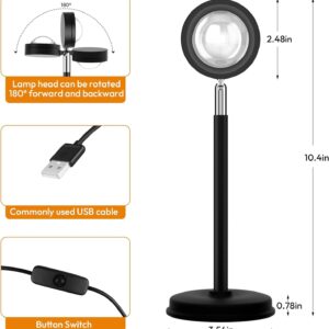Sunset Lamp Projector, 180 Degree Rotation Sunset Projection Light Led Night Light Floor Lamp with USB Port,Sunset Lamps for Photography Party Bedroom Decor,Christmas Gifts for Women