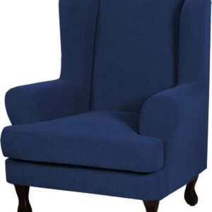 H.VERSAILTEX High Stretch Jacquard 2 Pieces Sofa Cover Couch Cover Furniture Sofa Slip Covers for Living Room, Polyester Spandex Jacquard Fabric Suit for T Cushion/Box Cushion (Sofa 72"-88", Navy)