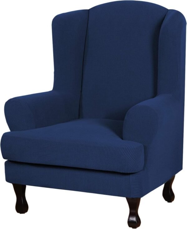 H.VERSAILTEX High Stretch Jacquard 2 Pieces Sofa Cover Couch Cover Furniture Sofa Slip Covers for Living Room, Polyester Spandex Jacquard Fabric Suit for T Cushion/Box Cushion (Sofa 72"-88", Navy)